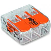 borne-de-raccordement-wago-221-413-mini-3-poles-transparents-orange-boite-de-50pcs