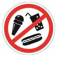 Наклейка запрещающий знак С продуктами питания вход запрещен 150_150 мм Rexant