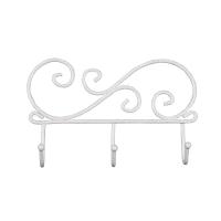 (АКЦИЯ)-Вешалка-настенная-3-кр.-Кружева,-белое-серебро-ЗМИ