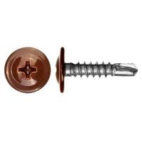 Саморез с прессшайбой сверло RAL 8017 коричневый шоколад