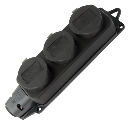 Розетка TDM 3 гнезда с крышками черный [170001399] в Бригадир