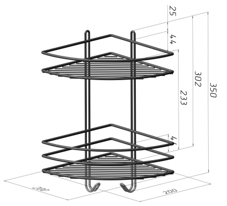 Полка угловая 2х ярусная с вешалками-1