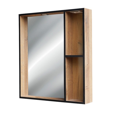 Бруно-70 зеркало с открытыми полками (свет.) (ЛДСП)1