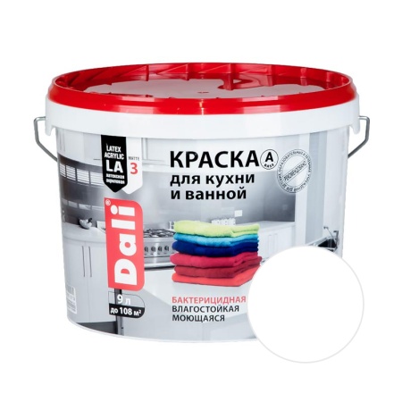 Краска DALI для кухни и ванной Белый 9 л