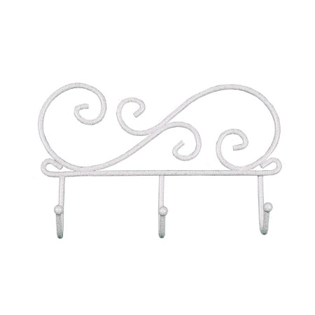 (АКЦИЯ)-Вешалка-настенная-3-кр.-Кружева,-белое-серебро-ЗМИ