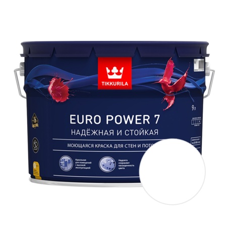 Краска TIKKURILA Euro Power 7 Белый 9 л