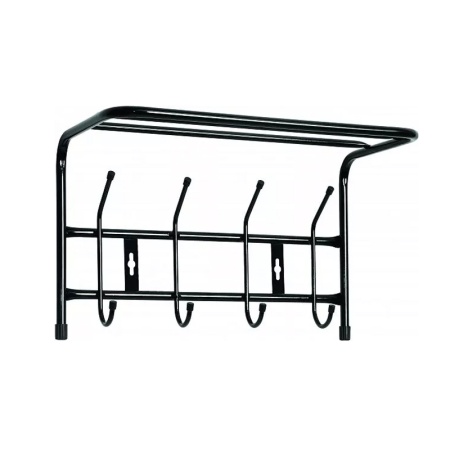 Вешалка для одежды 4 крючка с полкой